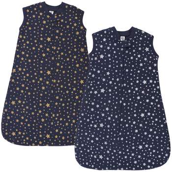 Hudson Baby Infant Premium Quilted Sleeveless Sleeping Bag and Wearable Blanket, Metallic Stars