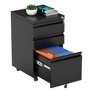 AOBABO  Drawer File Cabinet with Lock,Metal Filing Cabinet with Wheels for Home Office & Business Enterprise, Legal/Letter Size, No Assembled Required - 1 of 4