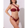 INSPIRE CHIC Women's Asymmetric One Shoulder Strap Metallic Decoration Bikini Sets, Triangle Bottom Swimwear Bathing Suits 1 Set - 2 of 4