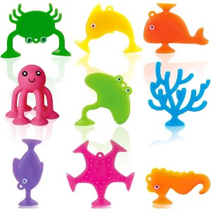 9-Piece Silicone Ocean Animal Suction Toys, Mold-Free No-Hole Bath Set for Kids Ages 3+ - 1 of 4