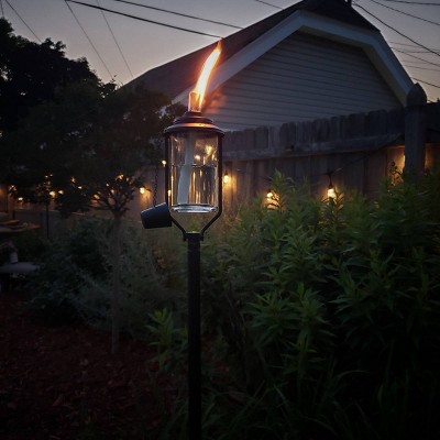 TIKI 65-Inch Black and Clear Glass Outdoor Torch