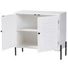 Baxton Studio Nefeli Wood and Metal 2 Door Storage Cabinet: Mid-Century Design, Fixed Shelves - 3 of 4