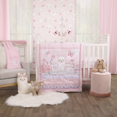 Little Love By Nojo Sweet Llama and Butterflies Crib Bedding Set - 3pc
