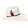 Western Express White Straw Western Cattleman Hat with Feather Accent - 4 of 4