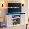 DobleePy White Farmhouse TV Stand with LED Lights, Double Barn Door Cabinets, Adjustable Shelves, Power Outlets for TVs up to 65" - 3 of 4