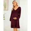 Clearlove Women's Short Sleeve Ruffle Dress V Neck Summer Casual Smocked Flowy Midi Dress for Baby Shower - 3 of 4