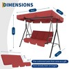 3 Person Patio Swing Chair with Adjustable Canopy – Outdoor Porch Swing for 3 Adults, 500lb Capacity (Red) - 3 of 4