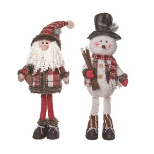 Transpac Christmas Plush Standing Festive Santa/Snowman Set of 2 Christmas Home Decorations - 1 of 1