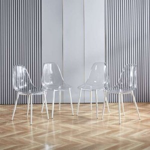 Four-Pack Dining Chairs with Metal Legs and Plastic Seats for Elegant Dining - 1 of 4