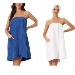 INSPIRE CHIC Women's 2 Pcs Bath Gym Towel Wrap with Shower Cap Spa Robe - 1 of 4