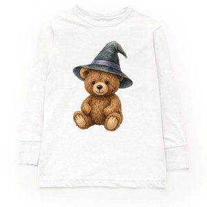 Watercolor Witchy Bear - Kids Toddler Long Sleeve Tee and Kids Youth Long Sleeve Tee - 1 of 2