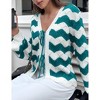 Coolmee Women's Cardigan Chunky Fashion Open Front Striped Color Block Cable Knit Sweater Coats - 4 of 4