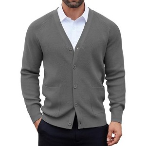 COOFANDY Men's Cardigan Sweaters with Button Lightweight Casual V Neck Long Sleeve Pockets Knitted Sweater - 1 of 4