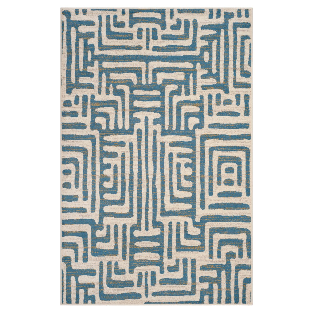 Ivory/Light Blue Shapes Loomed Area Rug 5'1inX7'6in - Safavieh