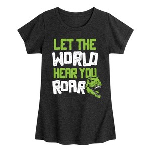 Girls' - Instant Message - Dinosaur Fitted Short Sleeve Graphic T-Shirt - 1 of 4