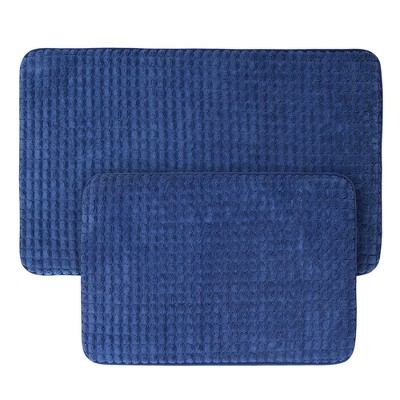 navy bath mat set