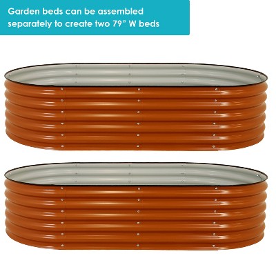 Large Brown Galvalume Steel Oval Raised Garden Bed