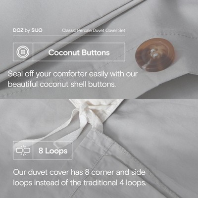Storm Gray Long Staple Cotton Percale Duvet Cover Set