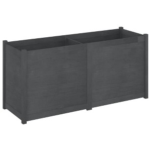vidaXL Rectangular Garden Planter 59.1"x19.7"x27.6" - Durable Outdoor Flower/Plant Pot, Weather-Resistant Solid Wood Pine - Gray - 1 of 4