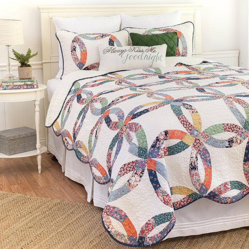 C&F Home Heritage Wedding Ring Patchwork Cotton Quilt Set  - Machine Washable, 1 of 8