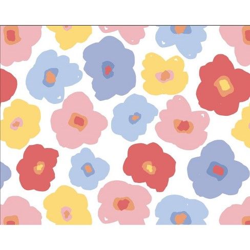Brown/Blue Floral on Kraft Wrapping Paper - Spritz™