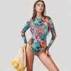 Anna-Kaci Swim Women's Long Sleeve One Piece Swimsuit with Crew Neck and Colorful Retro Print - 3 of 4