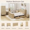 Brafabhome Rattan Queen Beds with Charging Station Headboard, Farmhouse Bed Frames With 10 Storage Drawers for Bedroom, No Box Spring Needed | Beige - 2 of 4