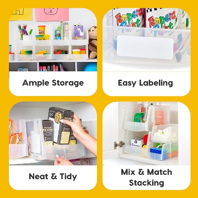 Clear Stackable Plastic Open Front Storage Bins, Large - 8 Pack