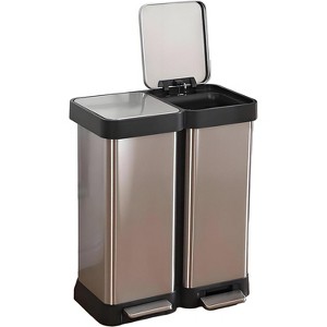 16 Gallon (60L) Stainless Steel Dual Compartment Trash & Recycling Bin | Fingerprint - Resistant - 1 of 4
