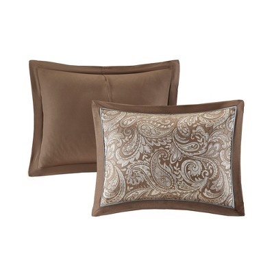Aubrey Paisley Jacquard Full/Queen Duvet Cover Set in Blue and Brown