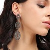 SOHI Women's Chalice Silver Intricate Oval Long Drop Earrings - 4 of 4