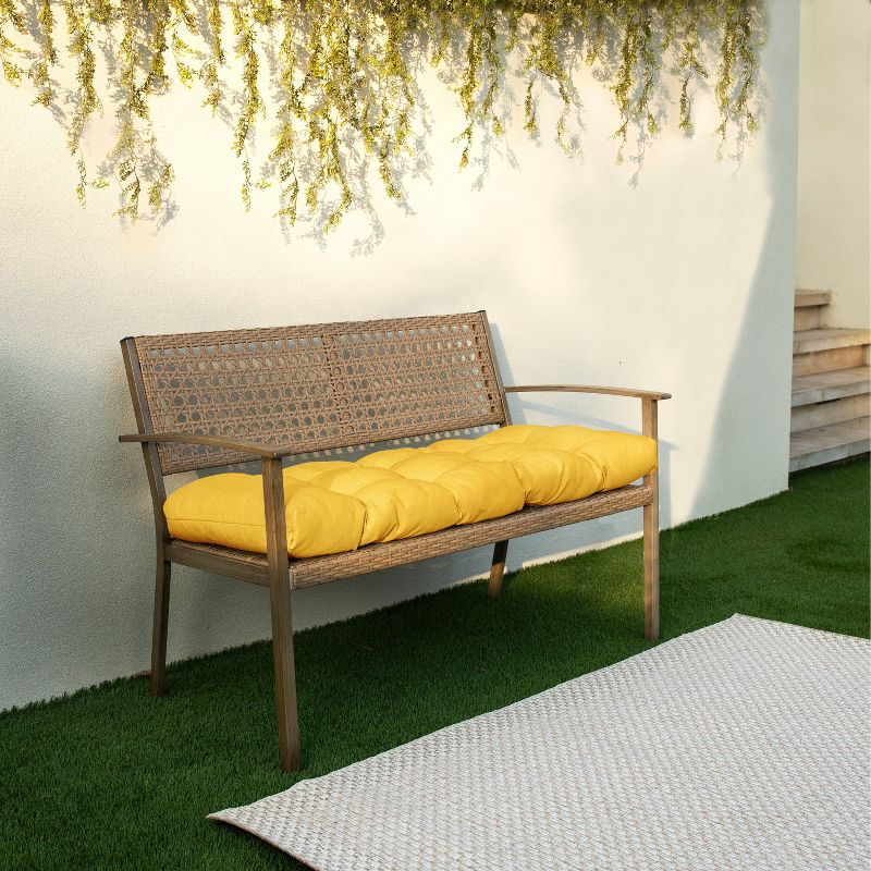 48" x 19" x 3" Sunbrella Canvas Outdoor Tufted Bench Cushion - Sorra Home, 3 of 6