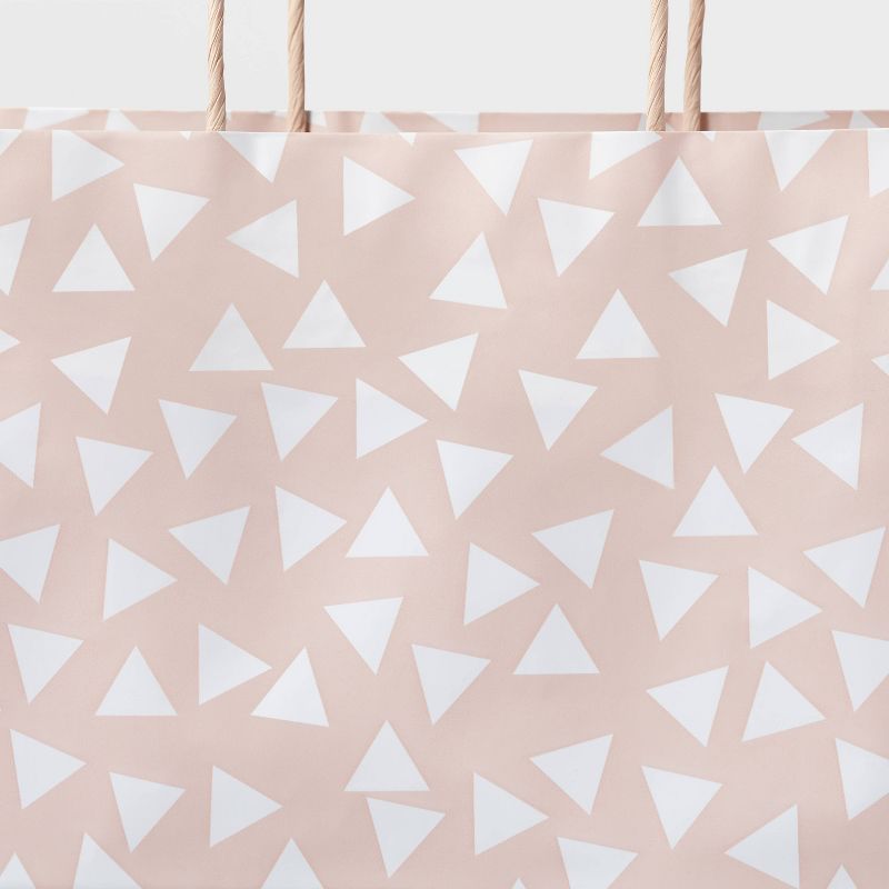 Large PolkaDots Gift Bag Pink - Spritz&#8482;: Baby Shower, Girl&#39;s Birthday, All-Occasion Tote with Triangle Pattern, 3 of 4