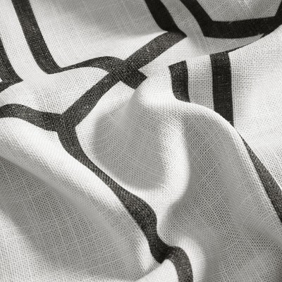 Kaiden Black Geometric Room Darkening Linen Blend Curtains
