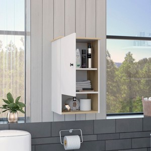 Ridstar 28.5 in. H White Medicine Single Door Cabinet with One Shelf & Two Interior Shelves - 1 of 4