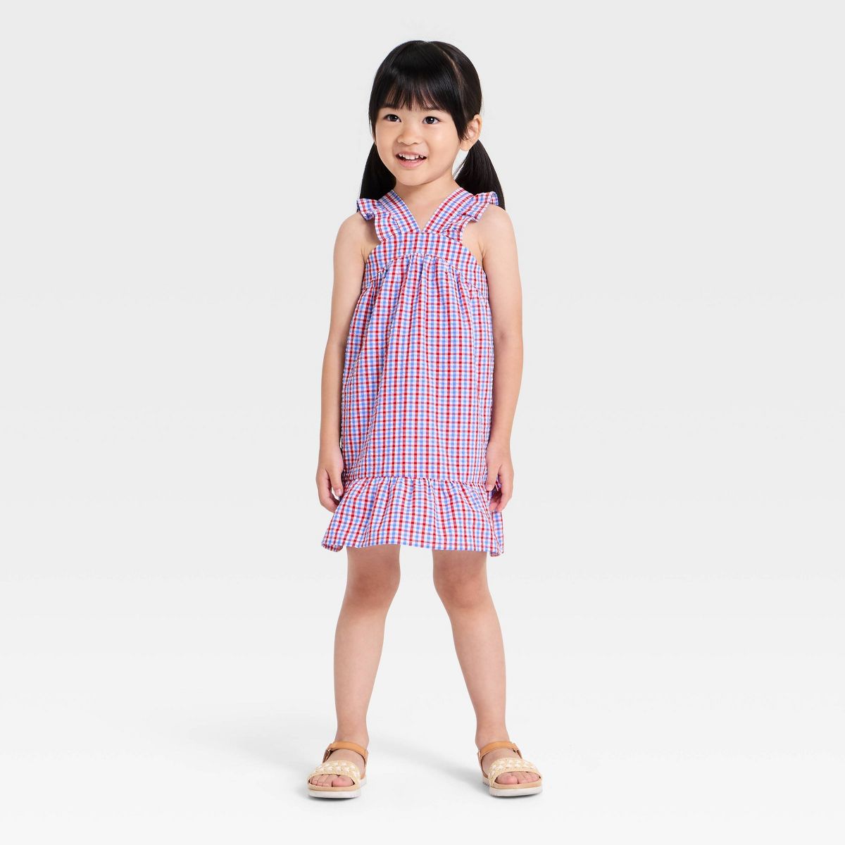 Baby and Toddler Girls' 4th of July Sleeveless Dress - Cat & Jack™ Red/Blue - thumbnail 3