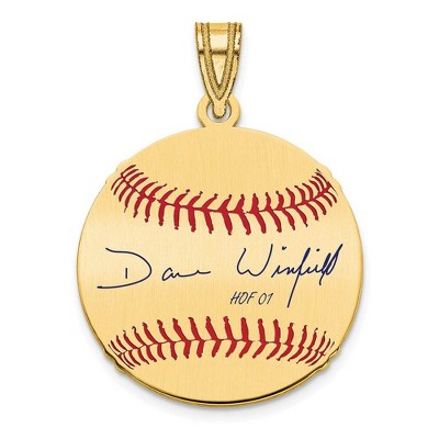 Black Bow Jewelry 14K Gold Plated Dave Winfield Signature SM Enamel Baseball Pendant