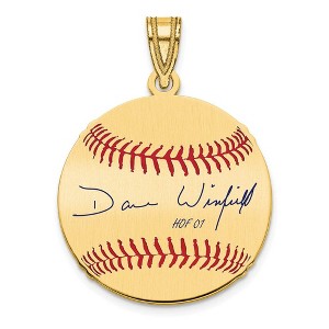 Black Bow Jewelry 14K Gold Plated Dave Winfield Signature SM Enamel Baseball Pendant - 1 of 4
