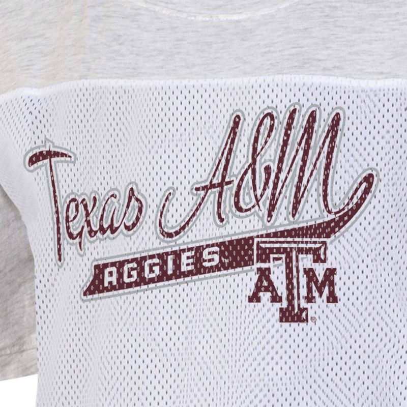 NCAA Texas A&#38;M Aggies Women&#39;s White Mesh Yoke T-Shirt, 3 of 4