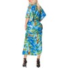 LA LEELA Women's House Daily Routine Evening Wear Loungewear Casual Long Kaftan Cover Up Slit Dress Maxi Dresses Caftans for Women 2X-3X Blue, Floral - 3 of 4