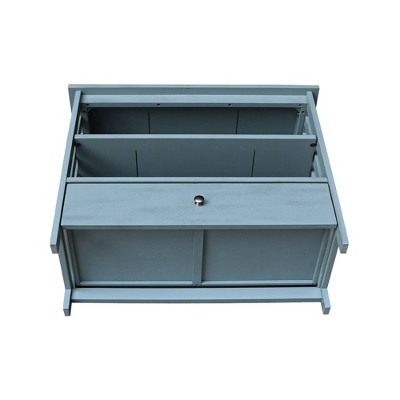 Ocean Blue Solid Parawood Corner TV Stand with Cabinet