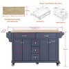 Wood Top Kitchen Island Cart with Wheels, 4 Doors & 5 Drawers, Rolling Storage Cabinet for Kitchen or Dining-The Pop Home - 4 of 4