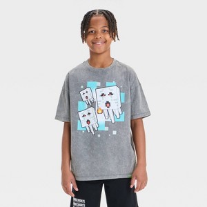 Boys' Minecraft Ghastly Short Sleeve Graphic T-Shirt - Gray - 1 of 4