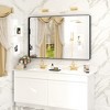 Apmir 28 in. W x 48 in. H Rectangular Aluminum Alloy Framed and Tempered Glass Wall Mirror in Matte Black - 2 of 4