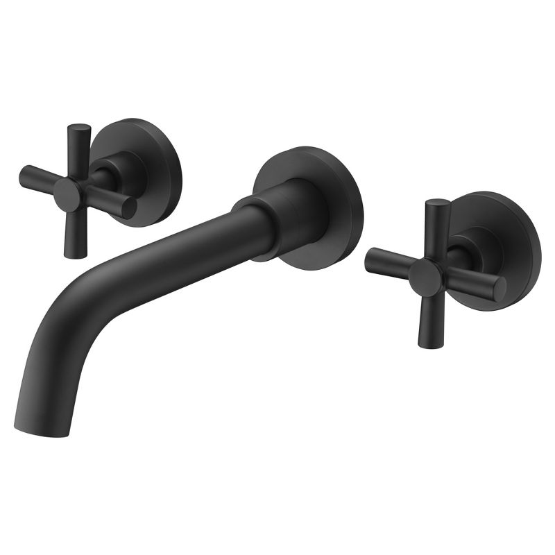 Sumerain Matte Black Bathroom Faucet, Wall Mount Bathroom Sink Faucets with Brass Rough-in Valve, 1 of 8