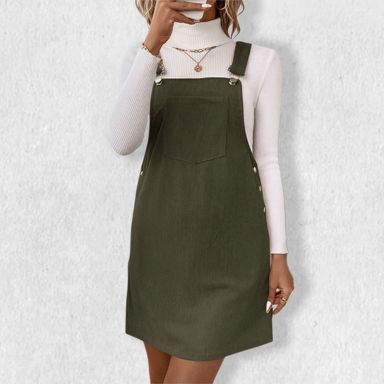Women's Corduroy Pinafore Dress, Vintage Overall Dress with Pockets, Retro  a-Line Jumper Dress green,XL : Target