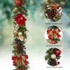 9 Feet Pre-Lit Christmas Garland with Lights, Battery Operated Lighted Outdoor Xmas Garland with Red Gold Ball Ornaments - 3 of 4