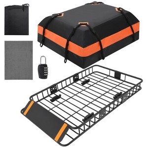 TruAIR  Roof Rack Cargo Basket with Waterproof Bag - Universal Carrier for SUV/Truck Travel (Black) - 1 of 4