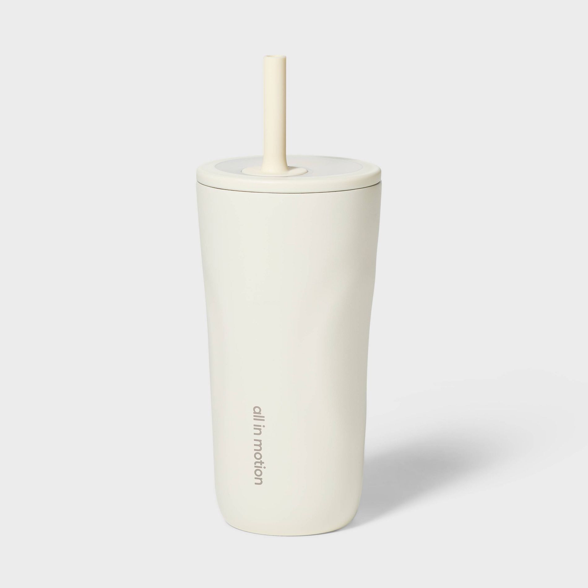 20fl oz Stainless Steel Tumbler with Straw White - All In Motion™