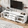White Entertainment Center For TVs Up To 75 Inch,68''Modern Minimalist TV Stand With Adjustable Shelves,Arched Glass Doors-Maison Boucle - 3 of 4